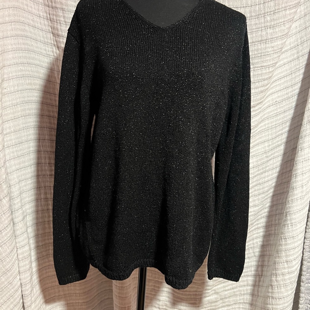 Elegant Black V-Neck Women's Sweater